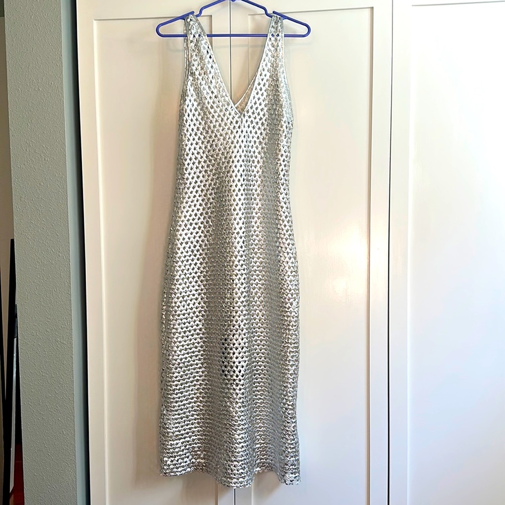 Zara chrome/silver mesh dress.
